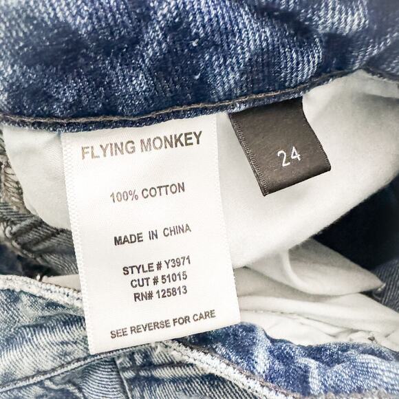 Flying Monkey Acid Wash Denim Mom Jeans Distressed Jeans Size 24 - Picture 4 of 7